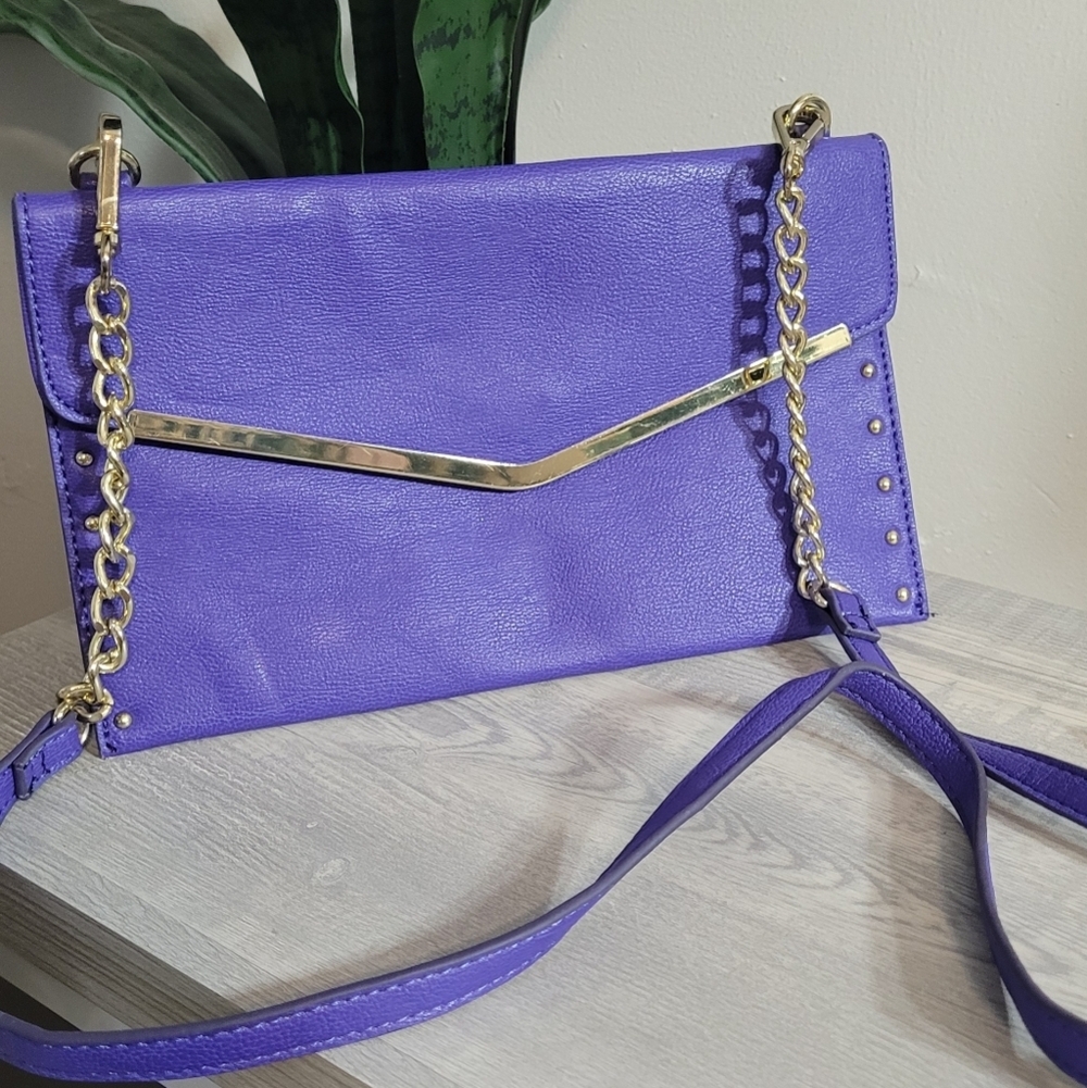 Gianni Bini Purple Crossbody Bag with Gold Accents